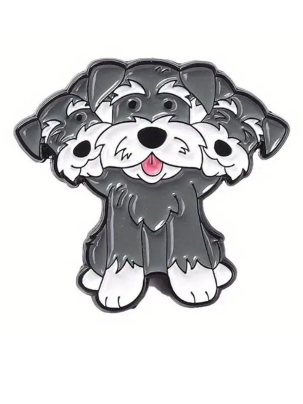 Dog Pin Schnauzer Enamel 3 Heads Brooch Funny Bag Charm Trendy Puppy Love Pet